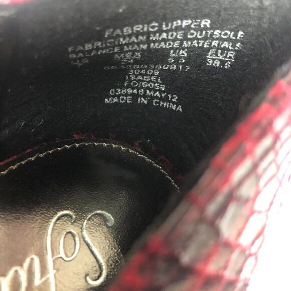 Sophia Vergara Platform Heels Faux Snake Skin Red Black Sz.7.      B1 - Picture 7 of 9
